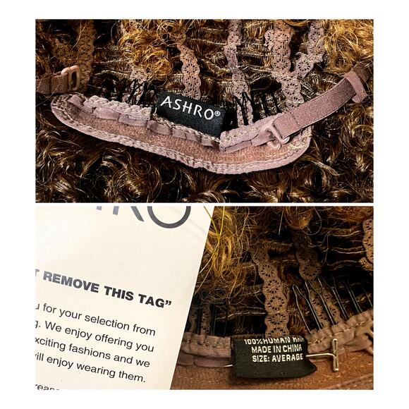 100% Human Hair Wig Kinky Curly Katrina Brown Frost for Women Average Size NWT - Picture 6 of 10